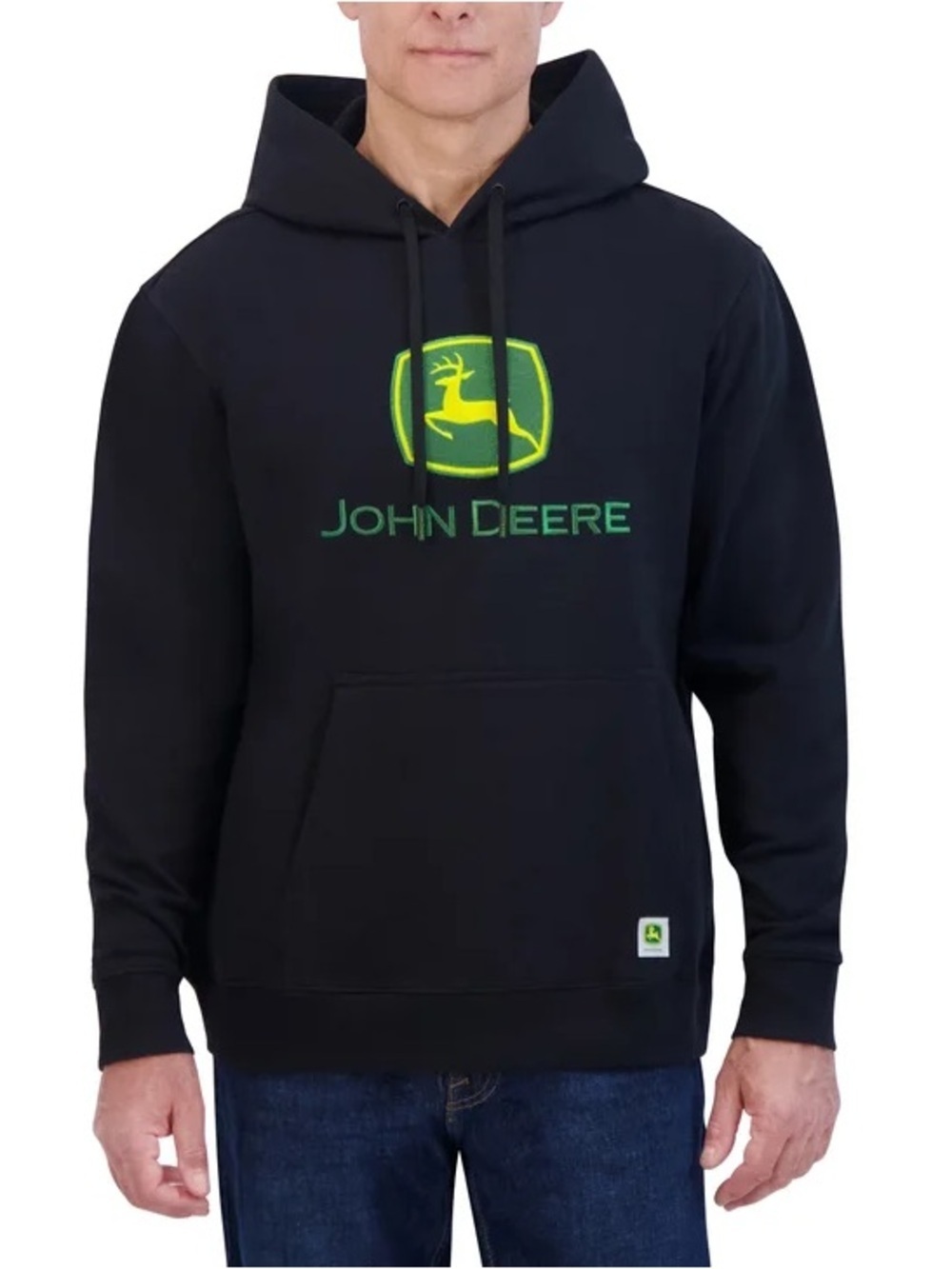 John Deere Black Hoodie with Green and Yellow Logo